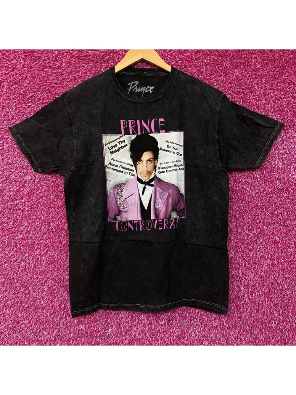 Prince Controversy Washed Acid-Wash Graphic T-Shirt Large